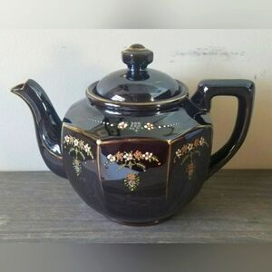 🔸⛩️🔸Exquisite Antique 1940's Japan Crafted Moriage Rich Brown Glazed Teapot